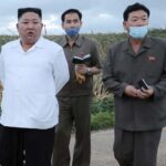 Kim Jong Un inspects the typhoon-damaged area in South Hwanghae Province, North Korea