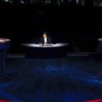 President Donald Trump and Democratic presidential candidate former Vice President Joe Biden participate in the final presidential debate at Belmont University, Thursday, Oct. 22, 2020.