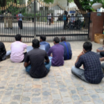 Students from Telangana studying in various universities and institutions in Delhi staged a protest in front of Telangana Bhavan in New Delhi