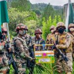 Indian & Pakistani Army exchange sweets on the occasion of Eid al-Adha at the Line of Control at Poonch-Rawalakot Crossing Point.