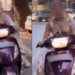 Bride spotted riding scooter without helmet, Delhi Police’s reaction will leave you in splits