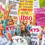 Protesters raise slogans during a demonstration against the alleged NEET-UG paper leak. Recent controversies over a few centrally conducted entrance tests have necessitated a review of systems around all such entrance tests.