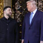 US President Donald Trump meets Ukrainian President Volodymyr Zelensky at Mar-a-Lago to discuss peace efforts in the Russia-Ukraine war.