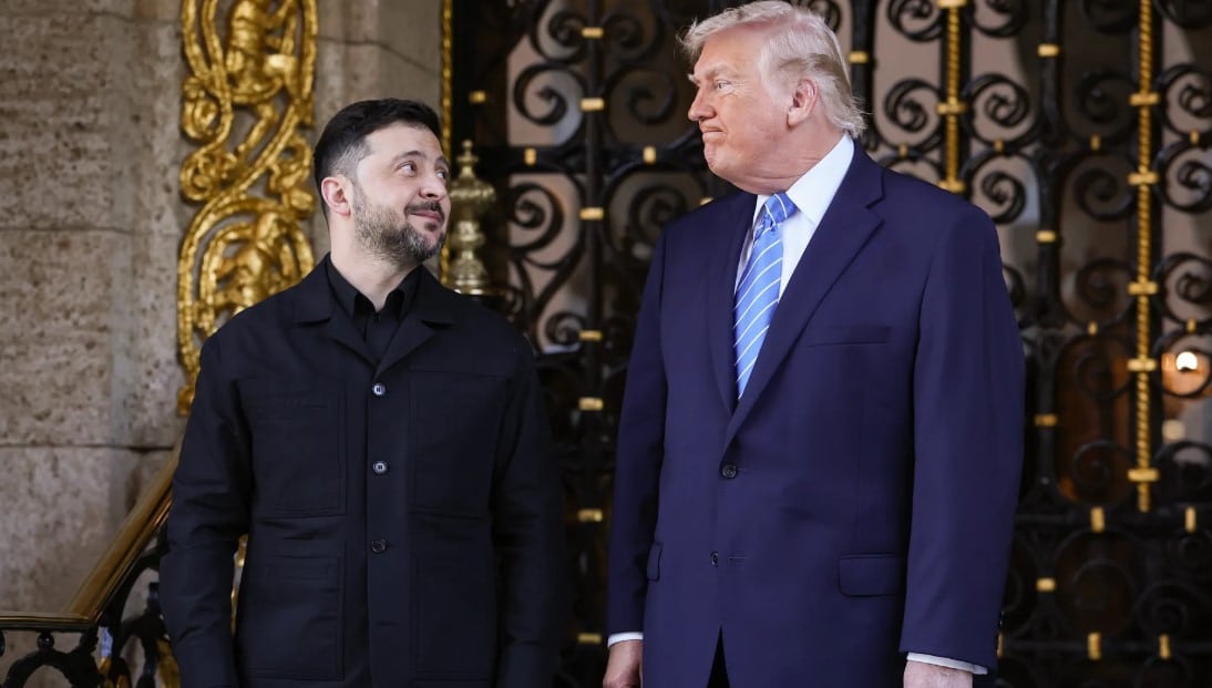 US President Donald Trump meets Ukrainian President Volodymyr Zelensky at Mar-a-Lago to discuss peace efforts in the Russia-Ukraine war.