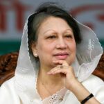 Khaleda Zia, former Prime Minister of Bangladesh, speaking at a public event in Dhaka.