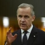 Canadian Prime Minister Mark Carney speaking to reporters in Ottawa after comments on U.S. relations.