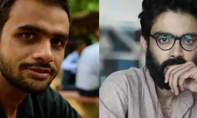 Umar Khalid and Sharjeel Imam during a court hearing in the Delhi riots case