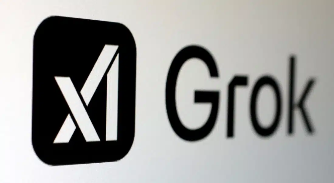 Illustration showing the xAI and Grok logos related to a report on AI safeguard failures and content moderation on X.