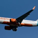 An Air India aircraft parked at Vancouver International Airport, where a pilot was removed after failing a breathalyser test.