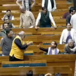 Women MPs gather near Prime Minister Narendra Modi’s chair during Lok Sabha chaos on February 4.
