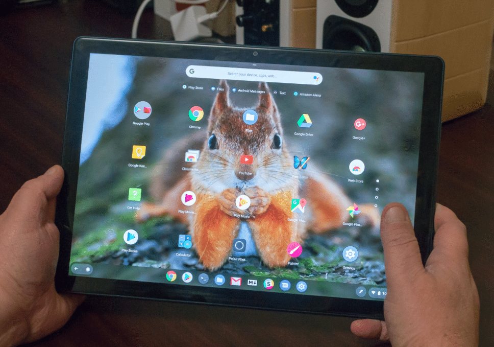 Chrome bookmarks bar feature on Android tablet showing quick access to saved websites.